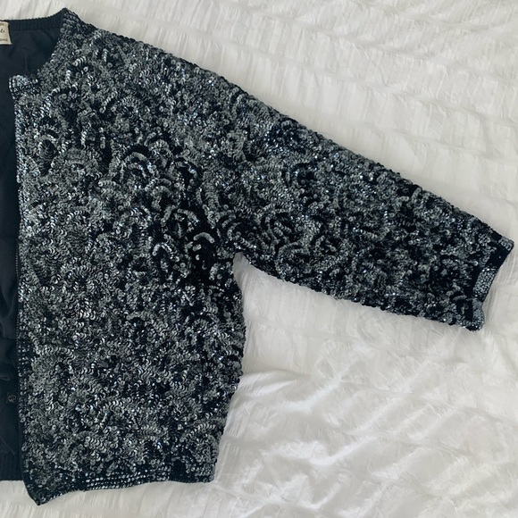 NWT vintage sequin bomber style zip jacket - size XS/S - Picture 2 of 6